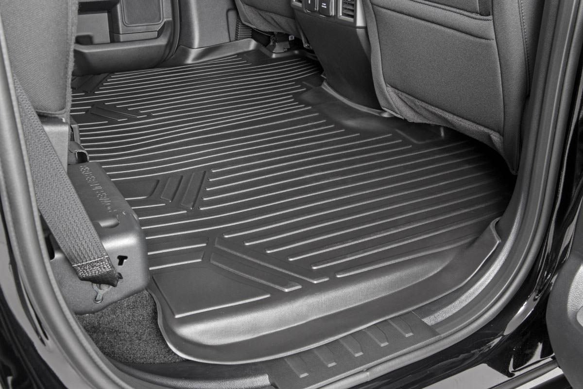 Rough Country Floor Mats | FR & RR | Over Hump | Ford F-150 (15-23)/F-150 Lightning (2022)