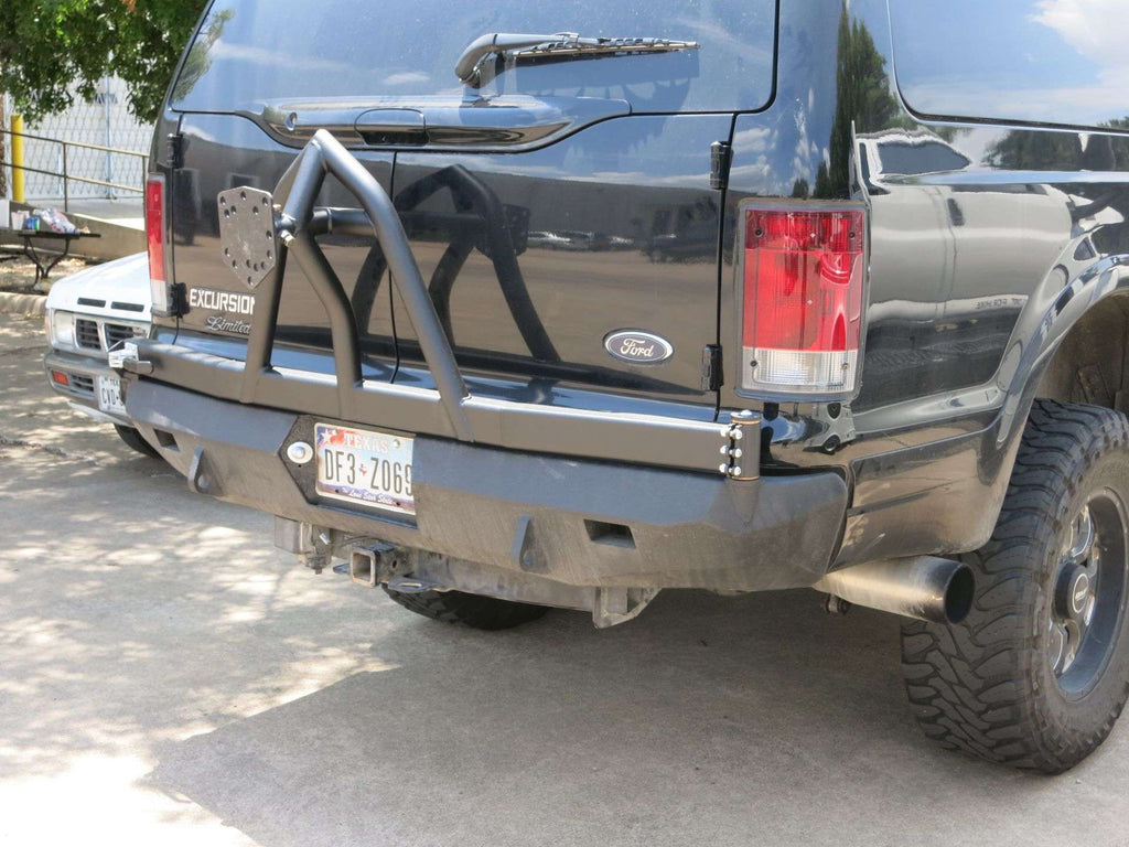 1999-2007 Ford Excursion Stealth Rear Winch Bumper With Tire Carrier - Texture Black Warn M8000 Or 9.5Xp
