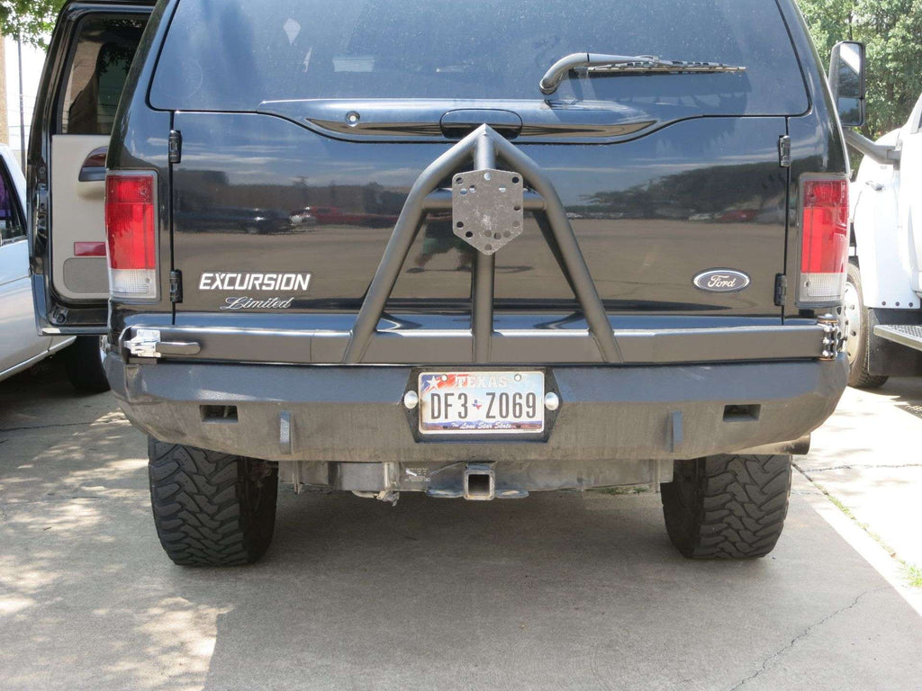 1999-2007 Ford Excursion Stealth Rear Winch Bumper With Tire Carrier - Texture Black Warn M8000 Or 9.5Xp