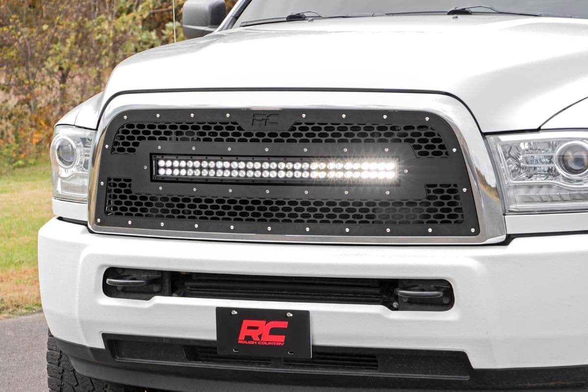 Rough Country Mesh Grille | 30" Dual Row LED | Black | Ram 2500/3500 (13-18)
