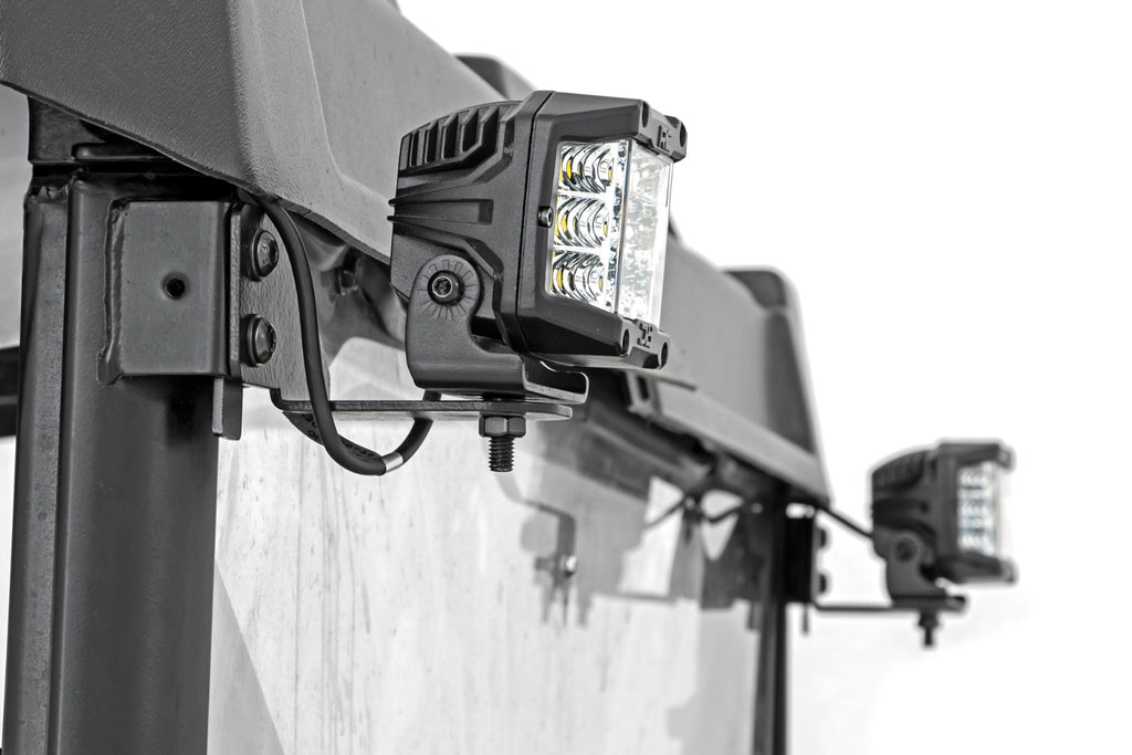Rough Country LED Light | RR Cage Mount | 2" Chrome Pair | Wide Angle | Polaris Ranger (13-21)