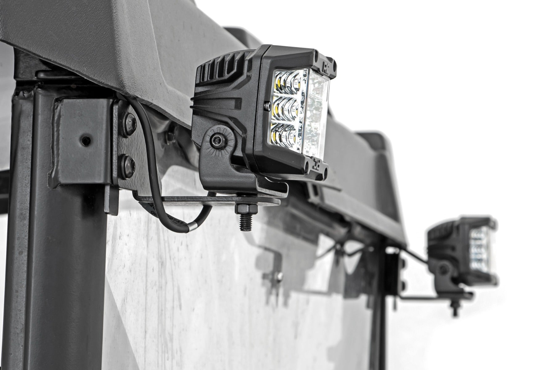 Rough Country LED Light | RR Cage Mount | 2" Chrome Pair | Wide Angle | Polaris Ranger (13-21)