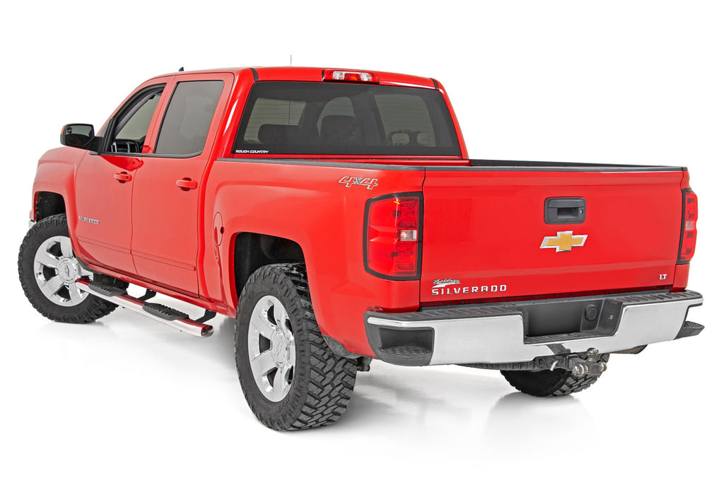 Rough Country Oval Steps | Stainless | Crew Cab | DEF Tank | Chevy/GMC 1500/2500HD/3500HD (07-19)