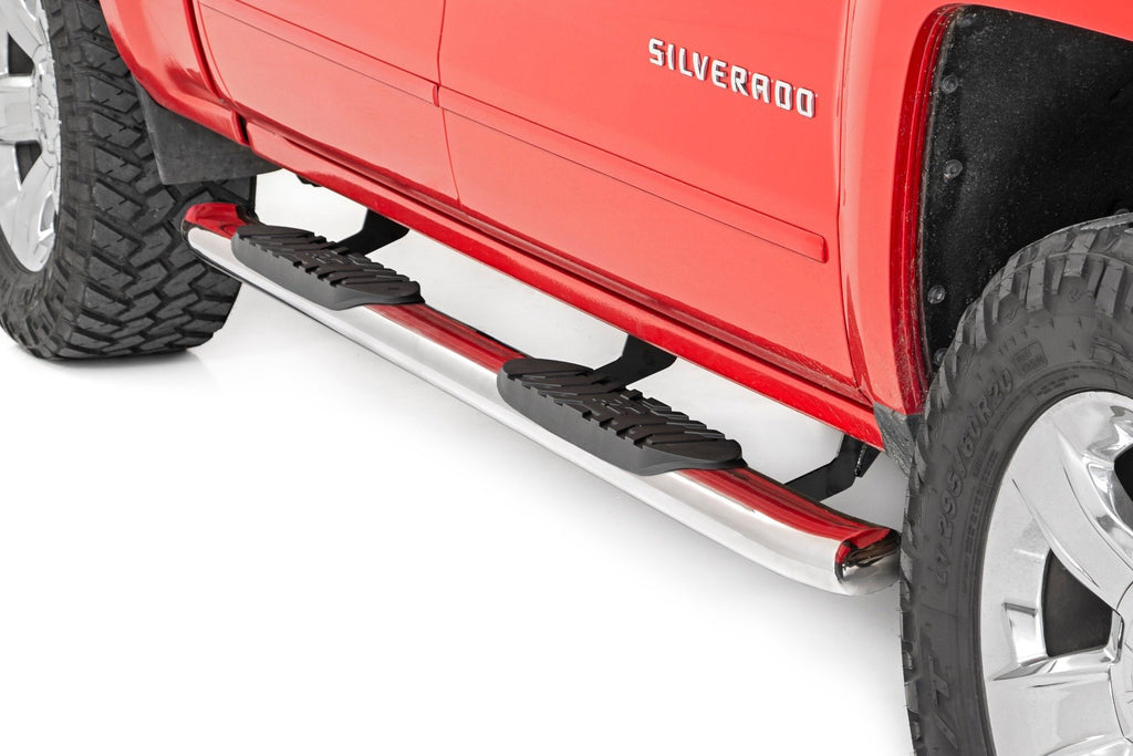 Rough Country Oval Steps | Stainless | Crew Cab | DEF Tank | Chevy/GMC 1500/2500HD/3500HD (07-19)