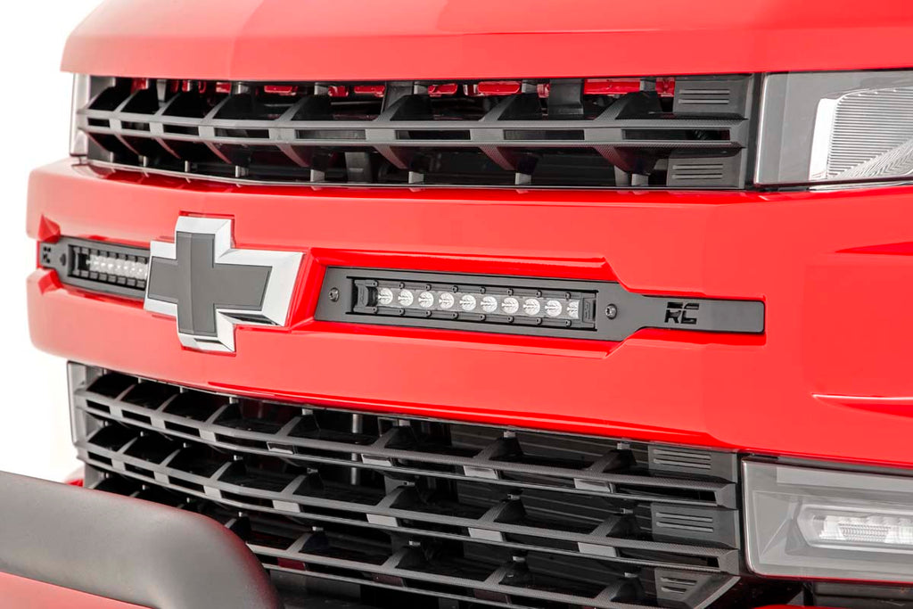Rough Country LED Light | Grille Mount | 10" Chrome Slimline Pair | Chevy Silverado 1500 (19-23)