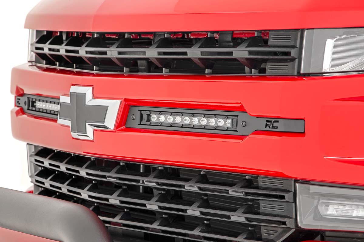 Rough Country LED Light | Grille Mount | 10" Black Slimline Pair | Chevy Silverado 1500 (19-23)