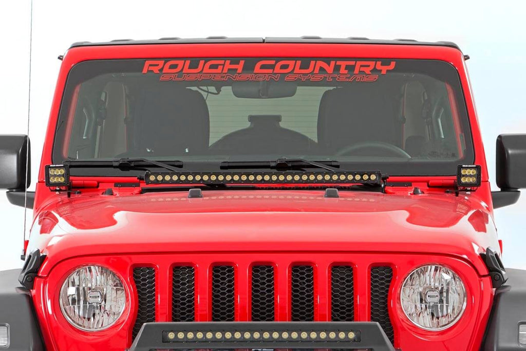 Rough Country Jeep 30-inch LED Hood Kit (18-21 Wrangler JL, 20-21 Gladiator JT | Black-Series)