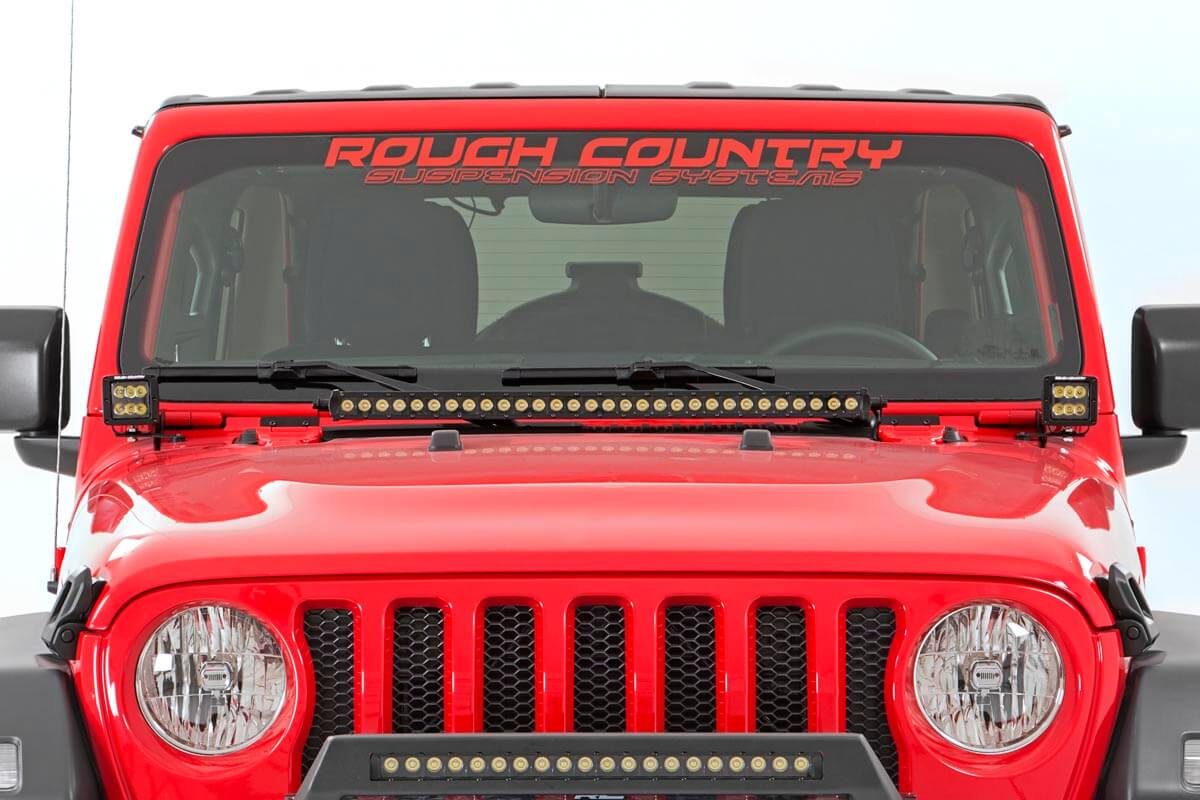 Rough Country Jeep 30-inch LED Hood Kit (18-21 Wrangler JL, 20-21 Gladiator JT | Black-Series)