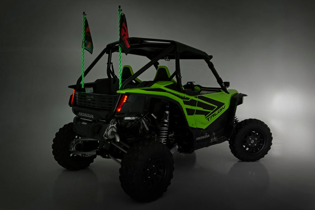 Rough Country Whip Mount | Bed |  4' Multl-Color LED Whip Pair | Honda Talon (19-21)/Talon 1000R (19-22)