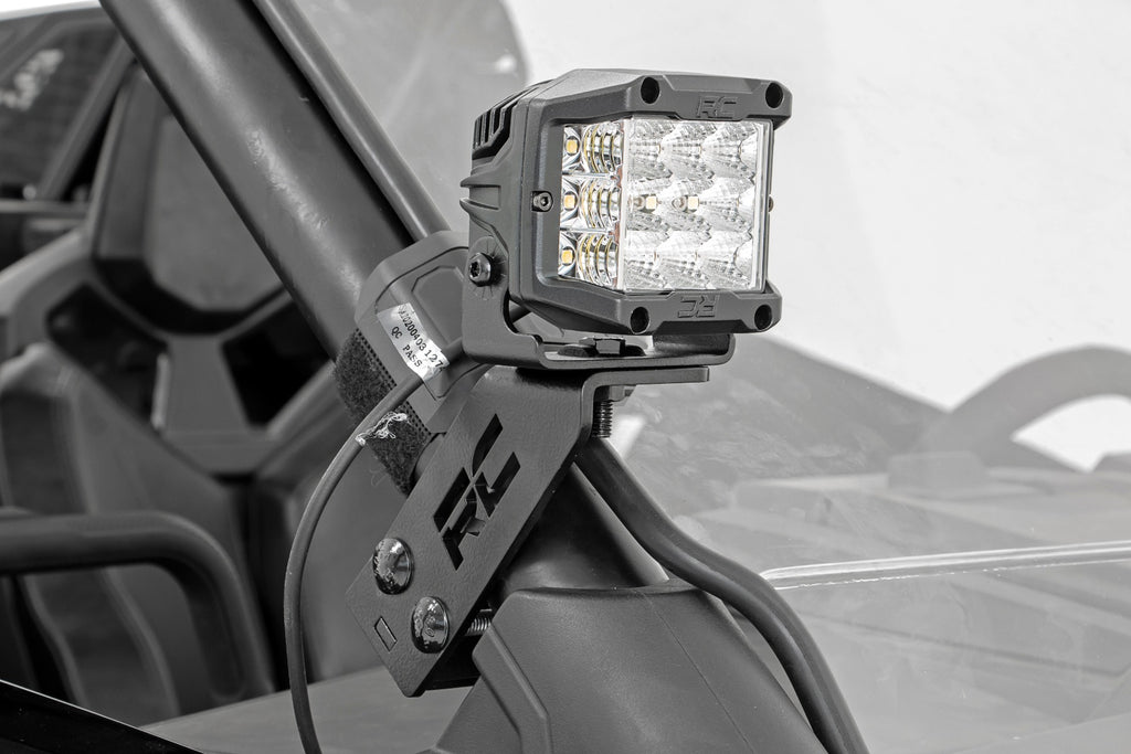 Rough Country LED Light | A Pillar Mount | 2" Chrome Pair | Wide Angle | Polaris RZR PRO XP (20-21)