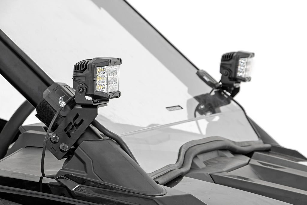 Rough Country LED Light | A Pillar Mount | 2" Chrome Pair | Wide Angle | Polaris RZR PRO XP (20-21)