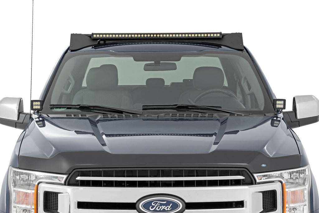 Rough Country Roof Rack | FR & RR 40 Inch Single Row BLK LEDs | Ford F-150 (15-18)