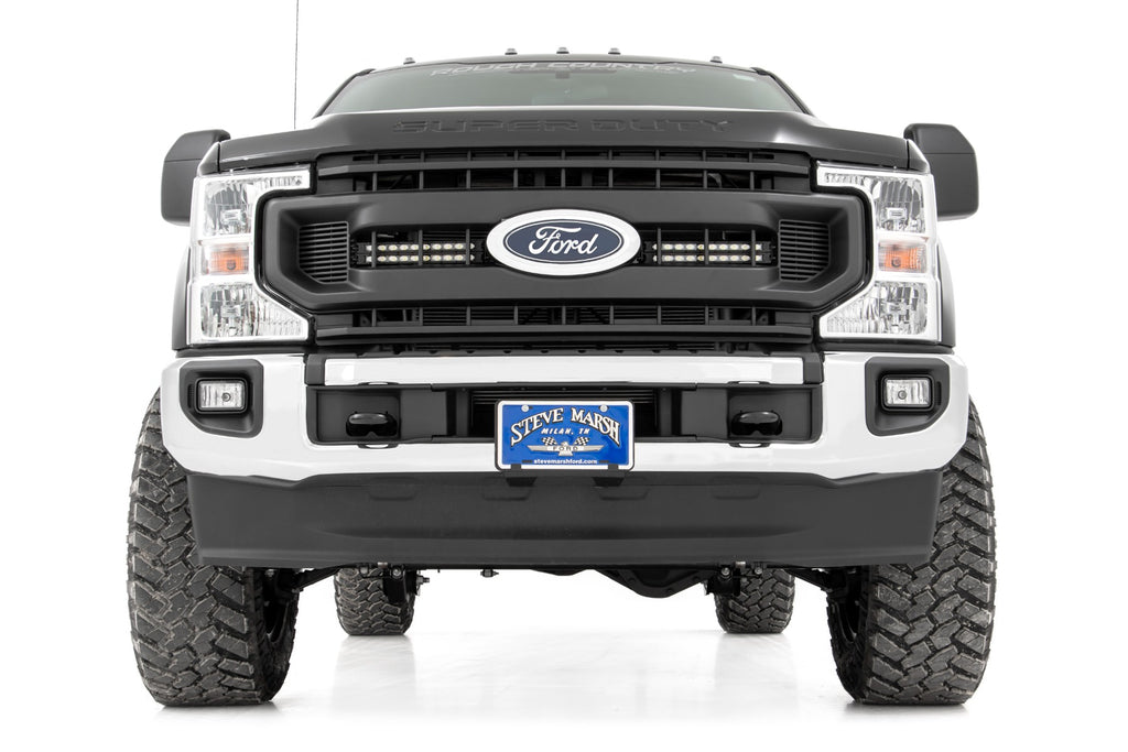Rough Country LED Light Kit | Grille Mount | 10 Inch Black | Slimline | Ford Super Duty (20-21)