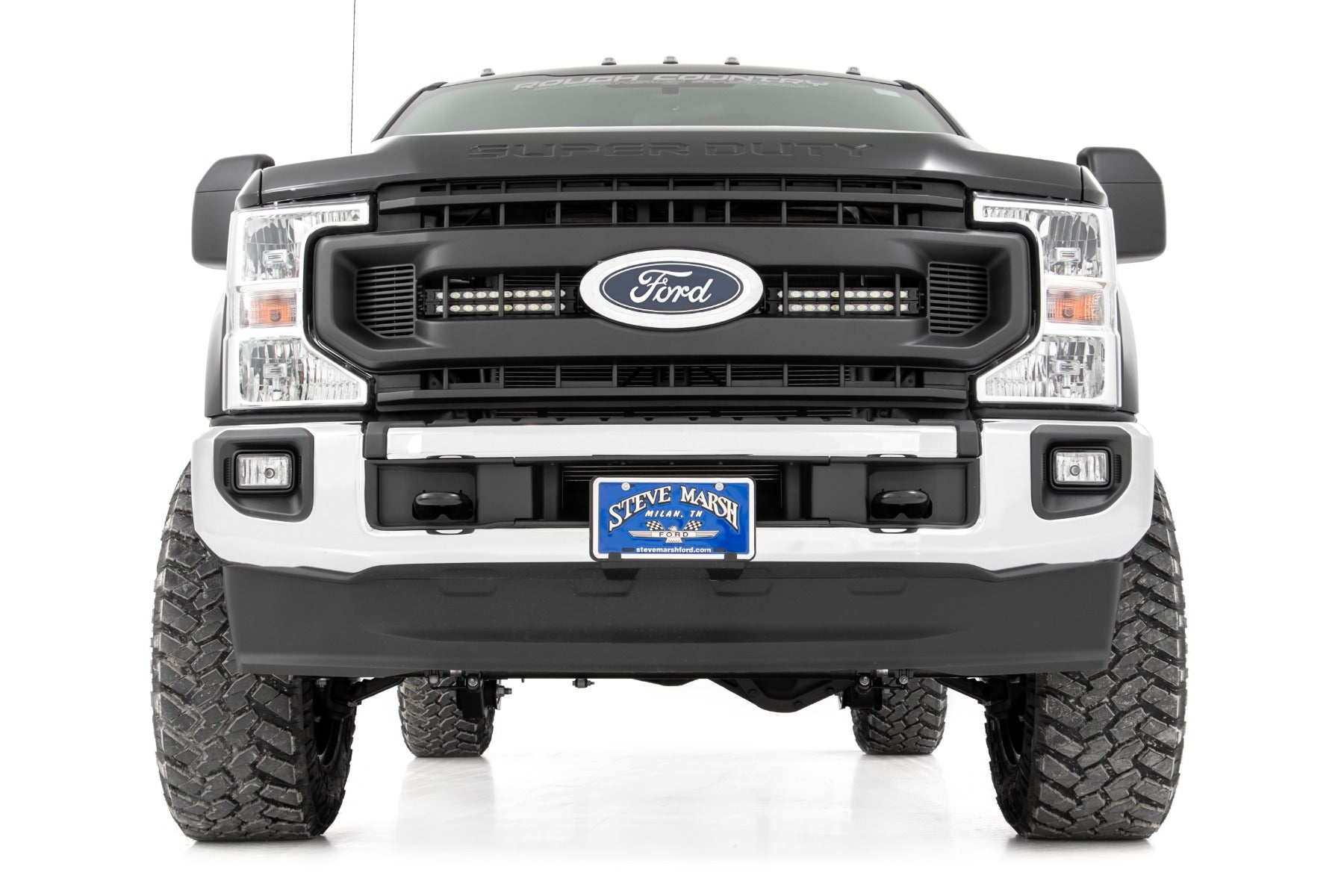Rough Country LED Light Kit | Grille Mount | 10 Inch Black | Slimline | Ford Super Duty (20-21)