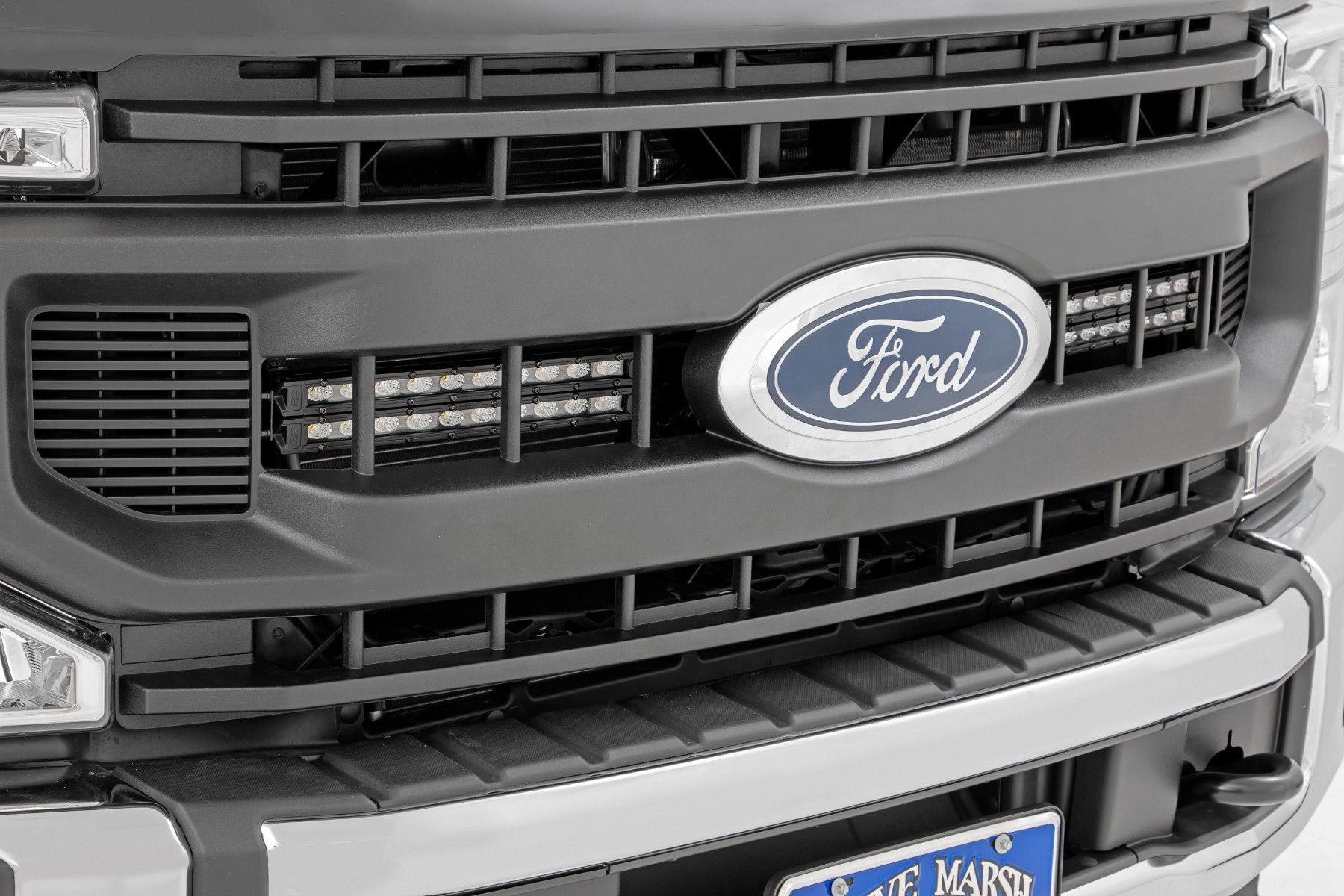 Rough Country LED Light Kit | Grille Mount | 10 Inch Black | Slimline | Ford Super Duty (20-21)