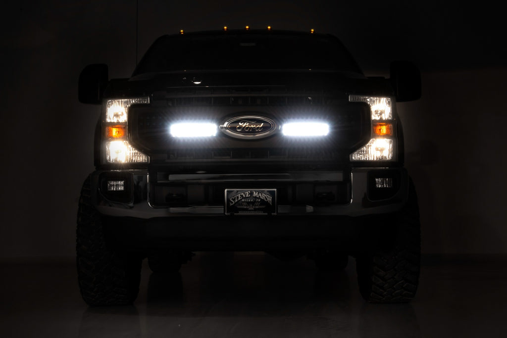 Rough Country LED Light Kit | Grille Mount | 10 Inch Black | Slimline | Ford Super Duty (20-21)