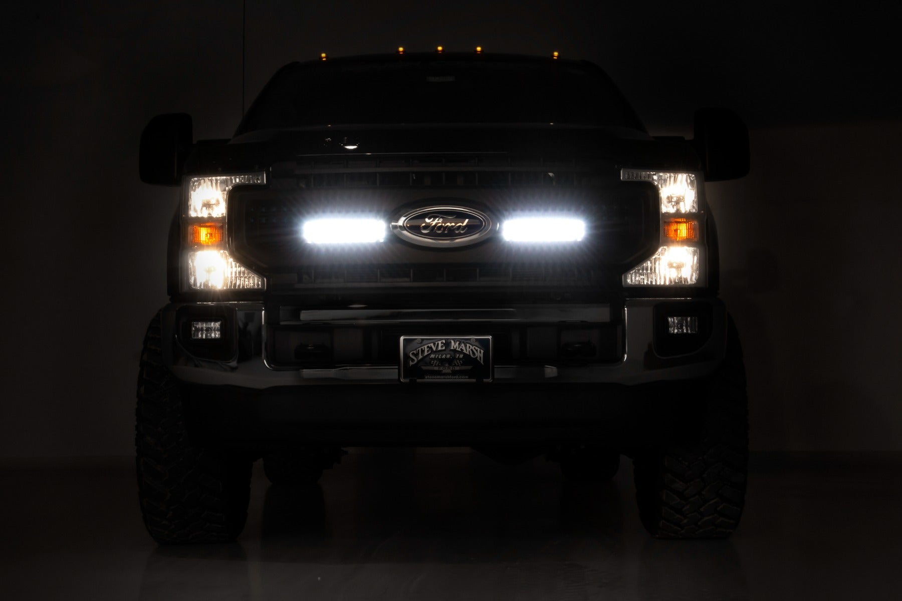 Rough Country LED Light Kit | Grille Mount | 10 Inch Black | Slimline | Ford Super Duty (20-21)