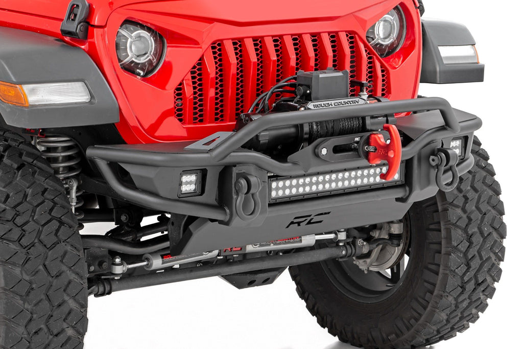 Rough Country Front Winch Bumper | Tubular | Skid Plate | Jeep Gladiator JT/Wrangler JK & JL