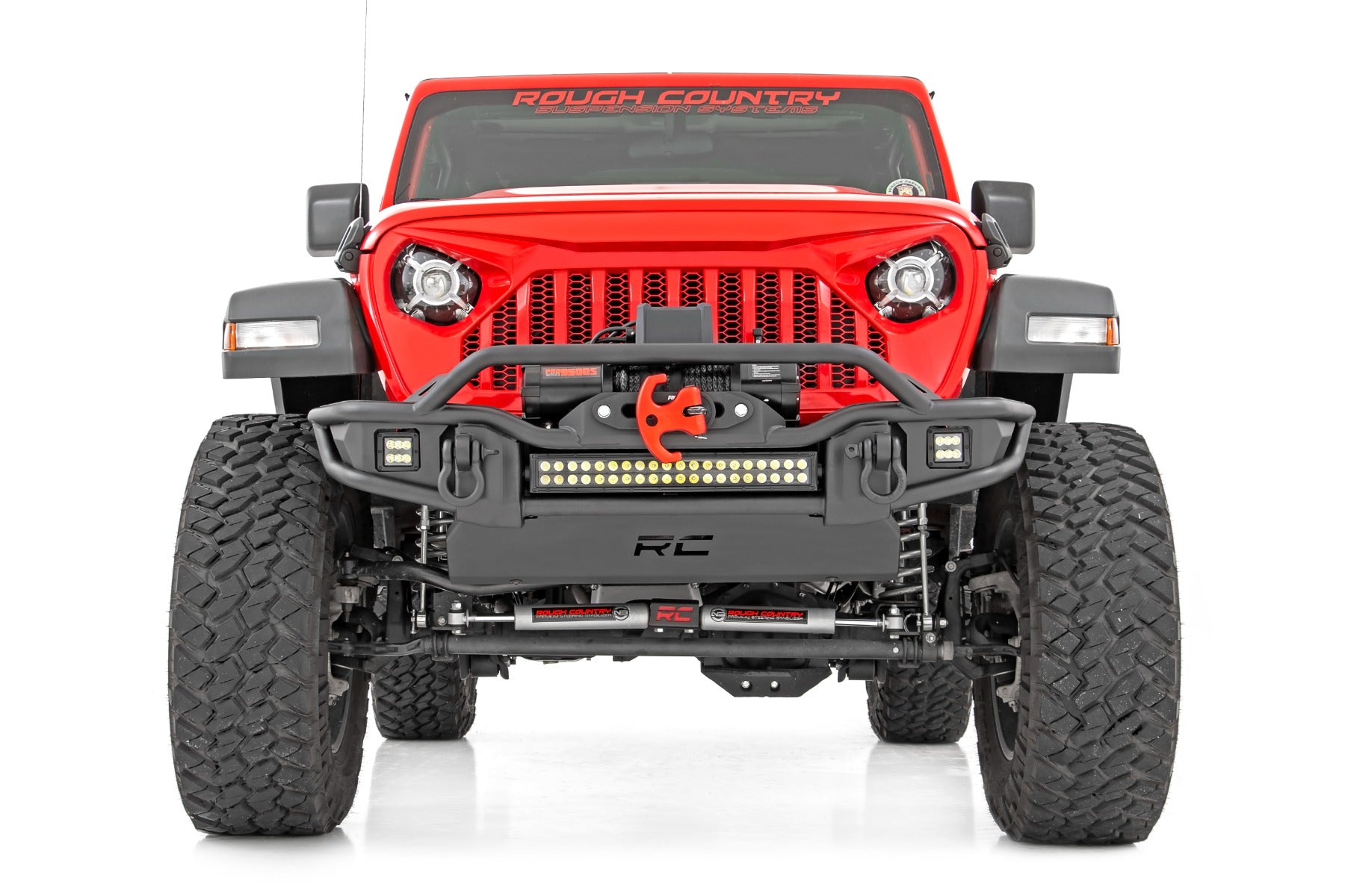 Rough Country Front Winch Bumper | Tubular | Skid Plate | Jeep Gladiator JT/Wrangler JK & JL
