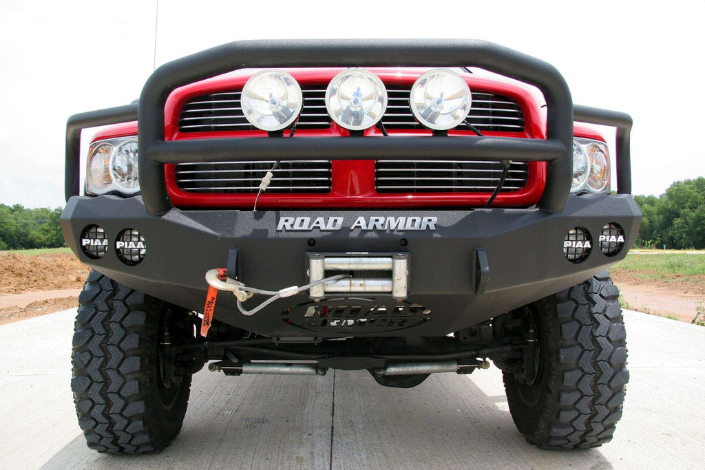2003-2005 Ram 2500 Stealth Front Winch Bumper Lonestar Guard - Texture Black Warn M12000, Smittybilt Xrc