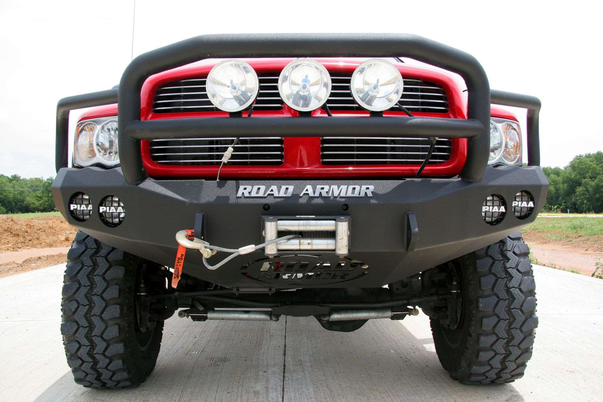 2003-2005 Ram 2500 Stealth Front Winch Bumper Lonestar Guard - Texture Black Warn M12000, Smittybilt Xrc