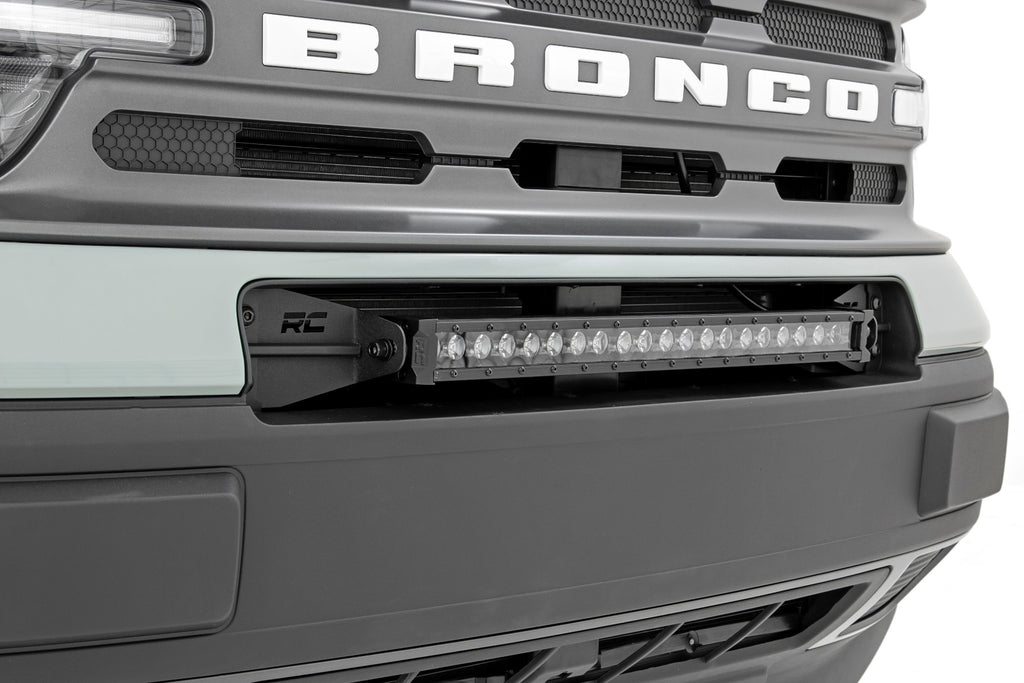 Rough Country LED Light | Bumper Mount | 20" Black Single Row | White DRL | Ford Bronco Sport (21-23)