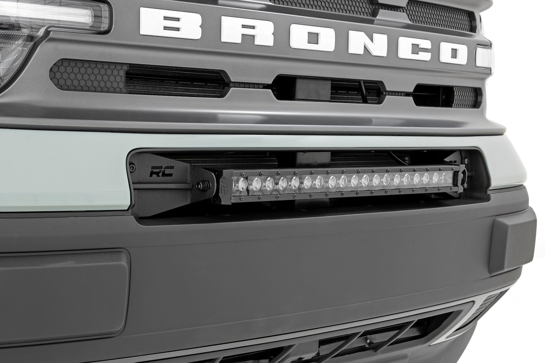 Rough Country LED Light | Bumper Mount | 20" Black Single Row | White DRL | Ford Bronco Sport (21-23)