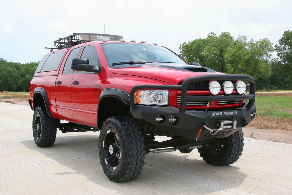 2003-2005 Ram 2500 Stealth Front Winch Bumper Lonestar Guard - Texture Black Warn M12000, Smittybilt Xrc