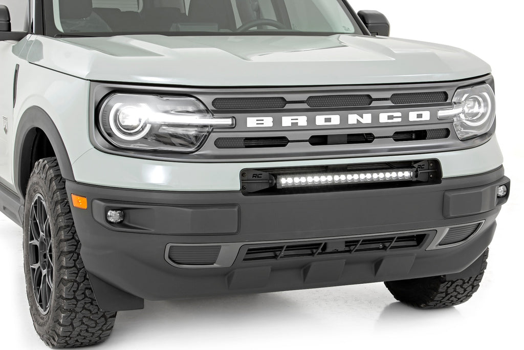 Rough Country LED Light | Bumper Mount | 20" Black Single Row | White DRL | Ford Bronco Sport (21-23)