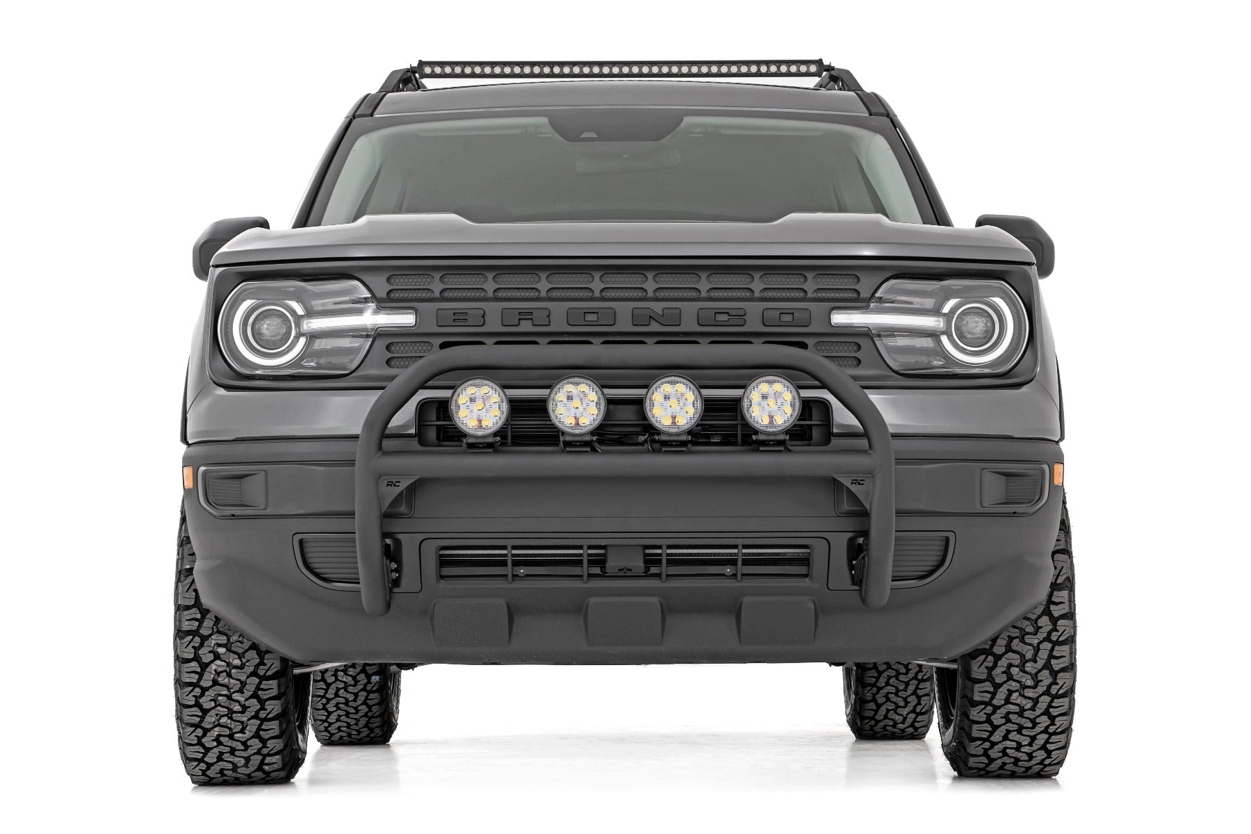 Rough Country Nudge Bar | 4 Inch Round Led (x4) | Ford Bronco Sport 4WD (21-23)