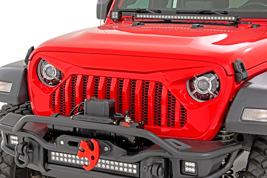 Rough Country Headlights | DRL Halo LED | 9" | Jeep Gladiator JT/Wrangler 4xe/Wrangler JL (18-23)