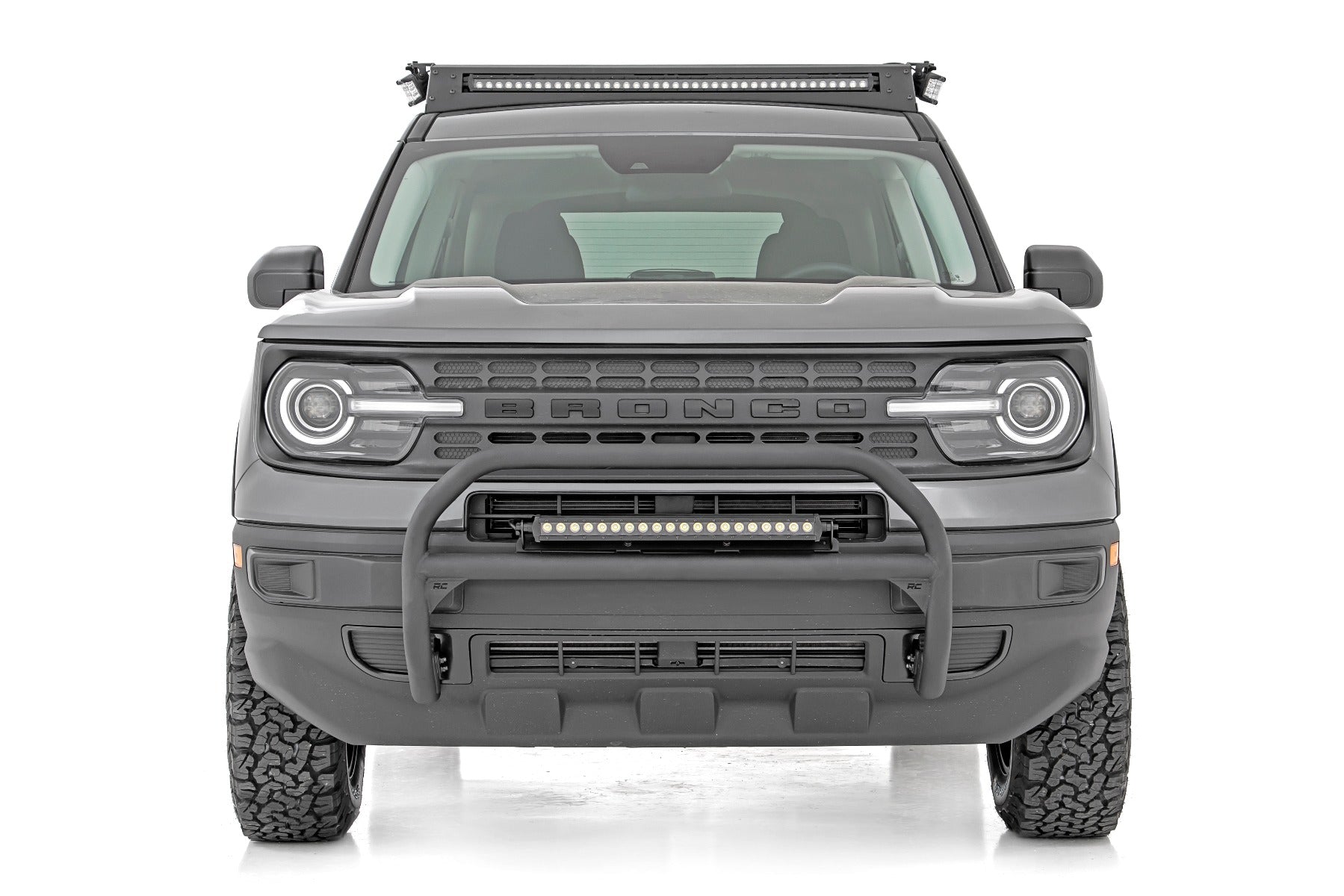 Rough Country Nudge Bar | 20 Inch BLK DRL Single Row LED | Ford Bronco Sport (21-23)