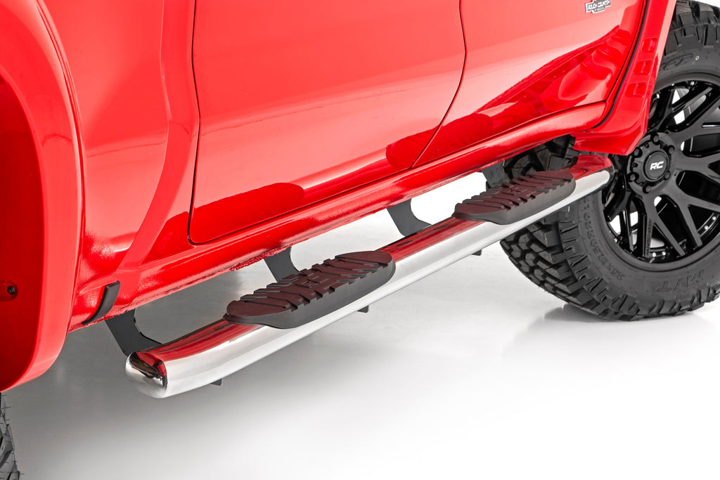 Rough Country Oval Steps | Stainless | Crew Cab | DEF Tank | Chevy/GMC 1500/2500HD (19-23)