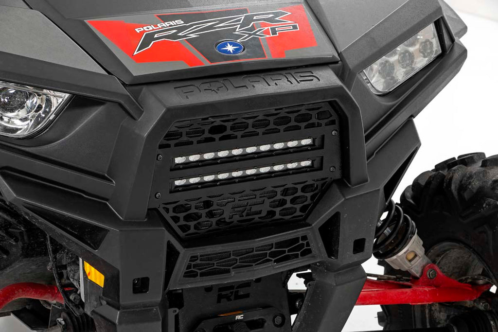 Rough Country Grille Kit | 10" Black Slimline LED Pair | Polaris RZR XP 1000/RZR XP 4 1000 (14-19)