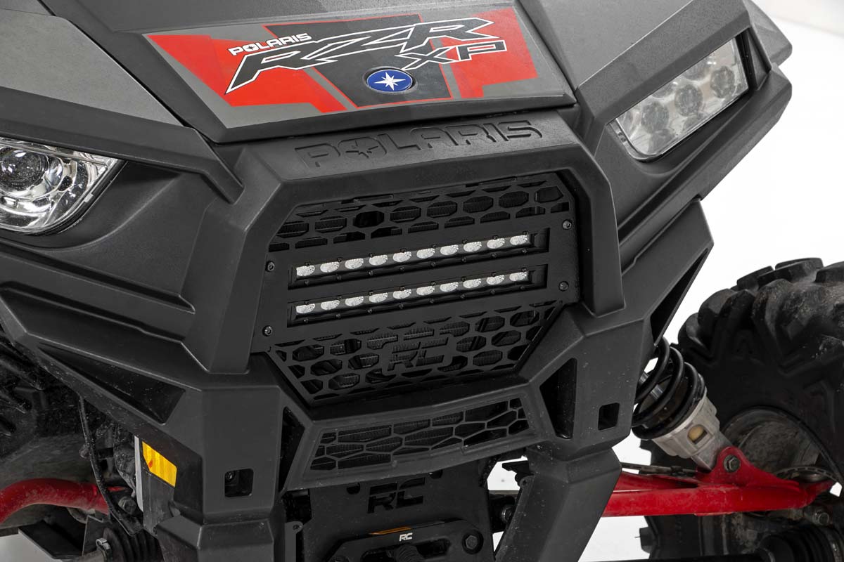 Rough Country Grille Kit | 10" Black Slimline LED Pair | Polaris RZR XP 1000/RZR XP 4 1000 (14-19)
