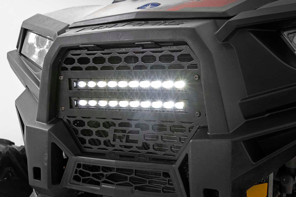 Rough Country Grille Kit | 10" Black Slimline LED Pair | Polaris RZR XP 1000/RZR XP 4 1000 (14-19)