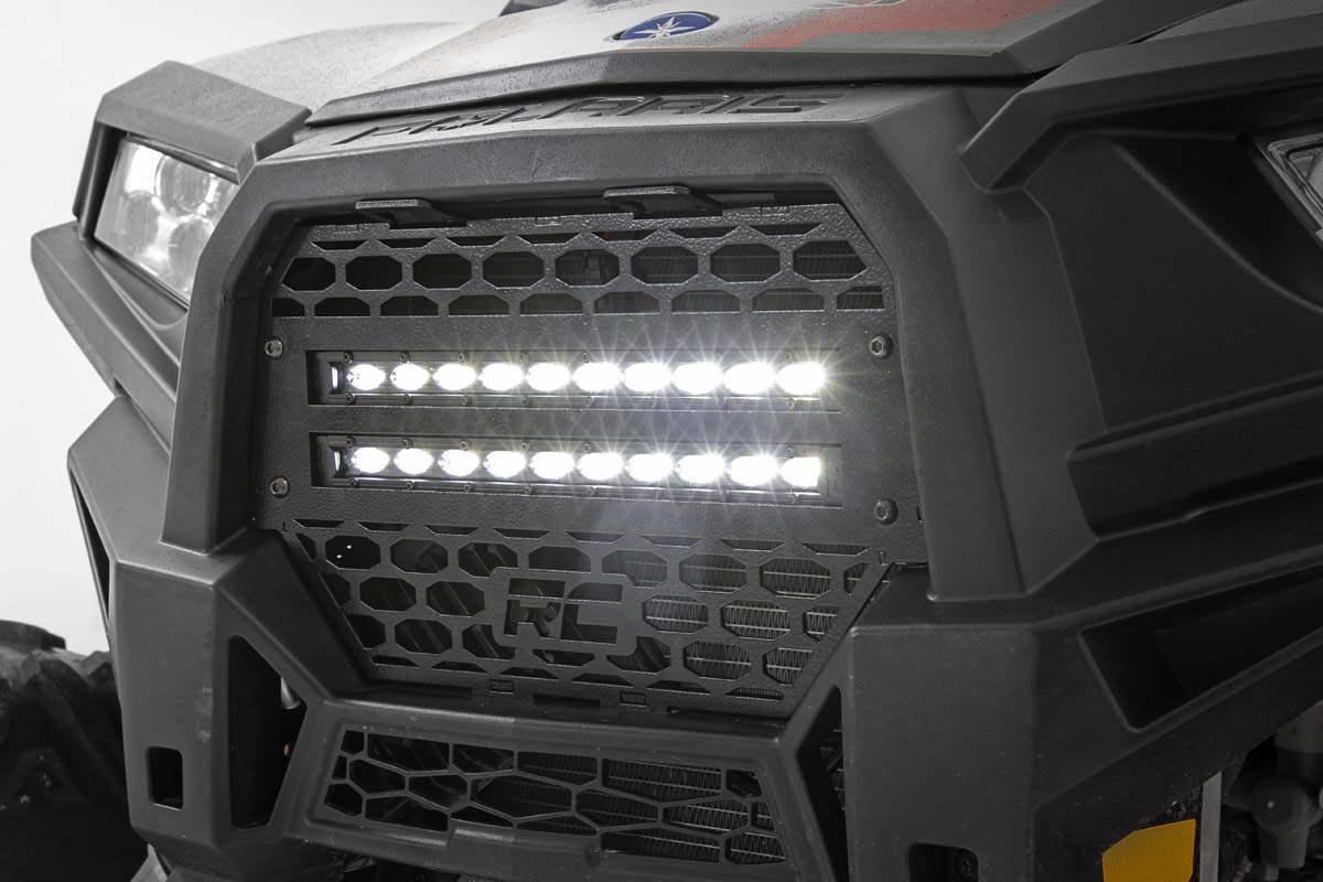 Rough Country Grille Kit | 10" Black Slimline LED Pair | Polaris RZR XP 1000/RZR XP 4 1000 (14-19)