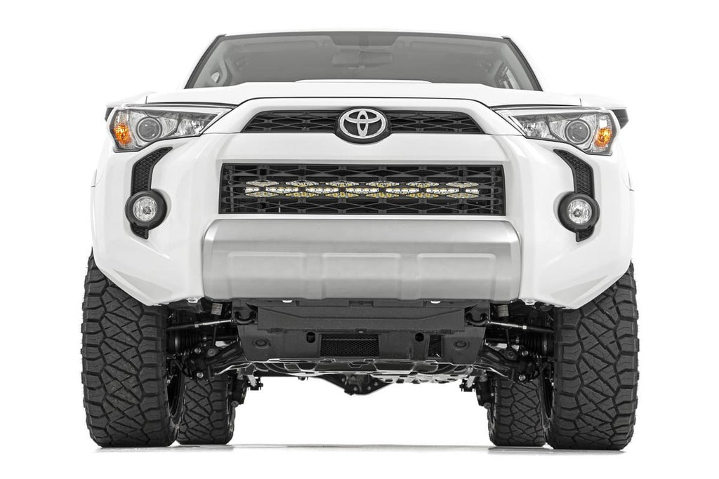 Rough Country LED Light | Bumper Mount | 30" Black Dual Row | White DRL | Toyota 4Runner (14-20)