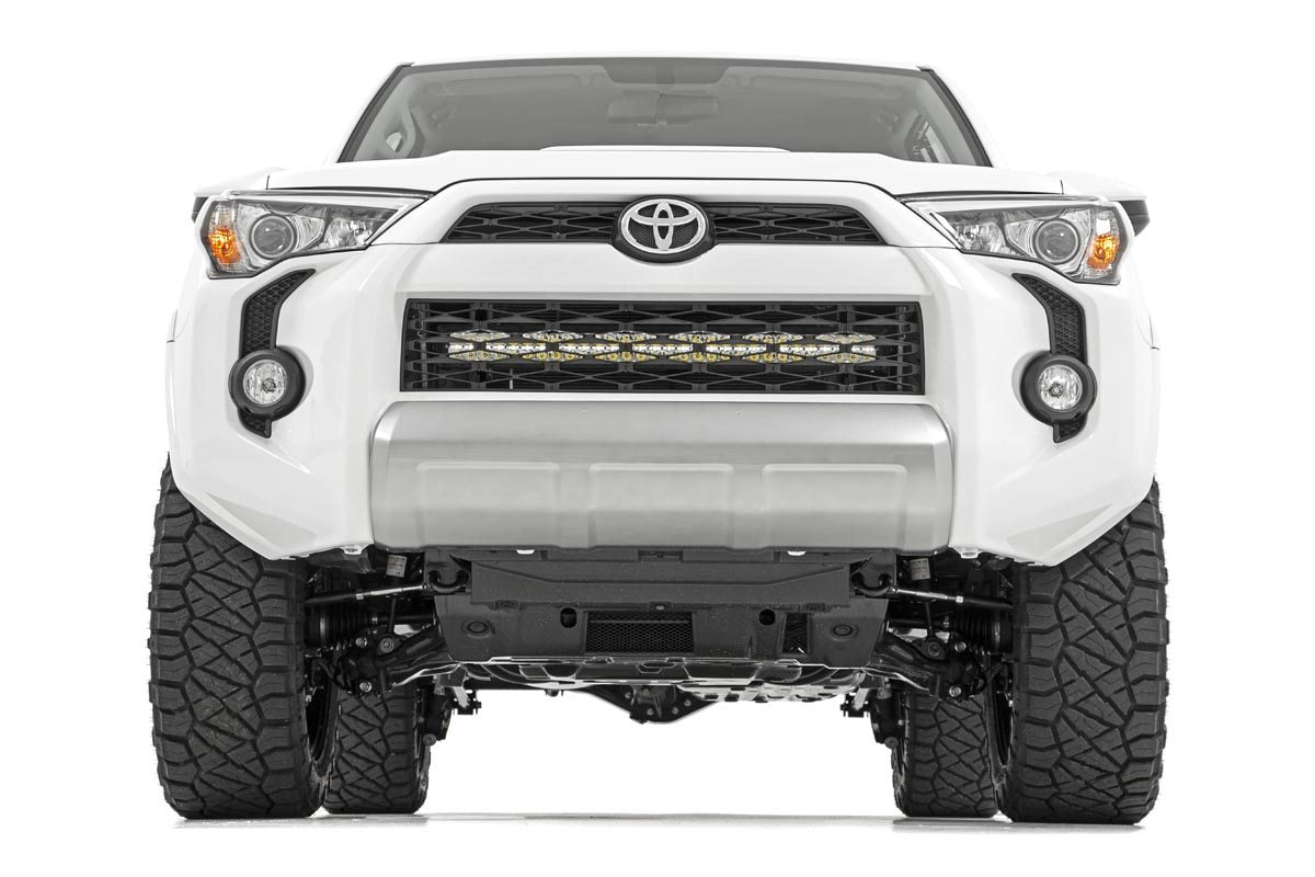Rough Country LED Light | Bumper Mount | 30" Black Dual Row | White DRL | Toyota 4Runner (14-20)