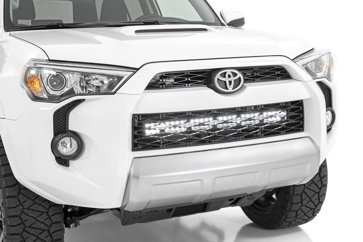 Rough Country LED Light | Bumper Mount | 30" Black Dual Row | White DRL | Toyota 4Runner (14-20)