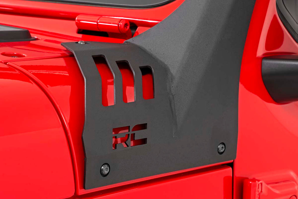 Rough Country Jeep 50-inch Straight LED Light Bar Upper Windshield Kit w/ Dual-Row Black Series LED | White DRL (20-22 Gladiator JT, 18-22 Wrangler JL)