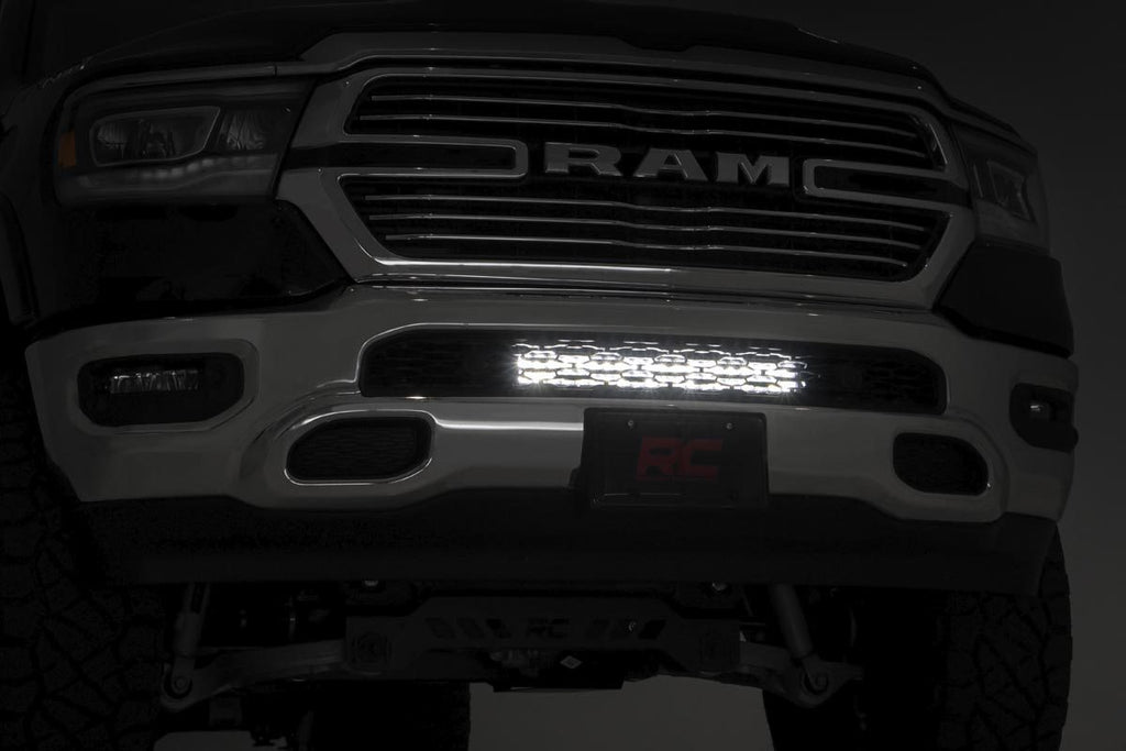Rough Country LED Light | Bumper Mount | 20" Chrome Dual Row | Amber DRL | Ram 1500 (19-23)
