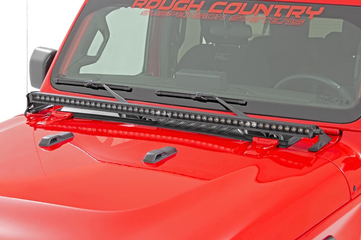 Rough Country Jeep 50-inch LED Hood Kit (18-21 Wrangler JL,  20-21 Gladiator JT | Black-Series)