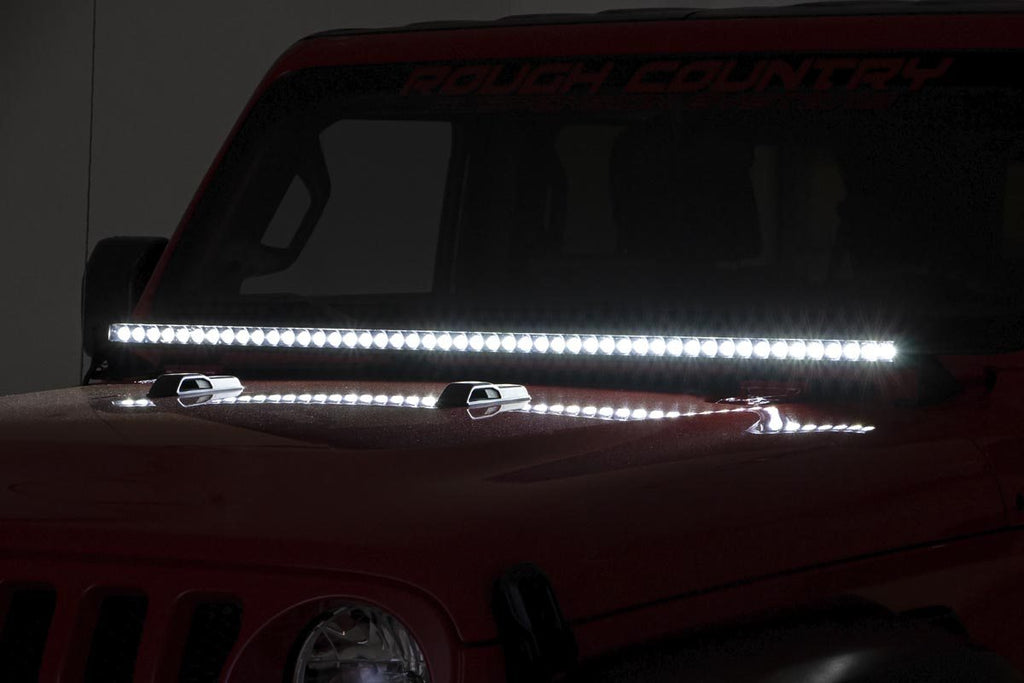 Rough Country Jeep 50-inch LED Hood Kit (18-21 Wrangler JL,  20-21 Gladiator JT | Black-Series)
