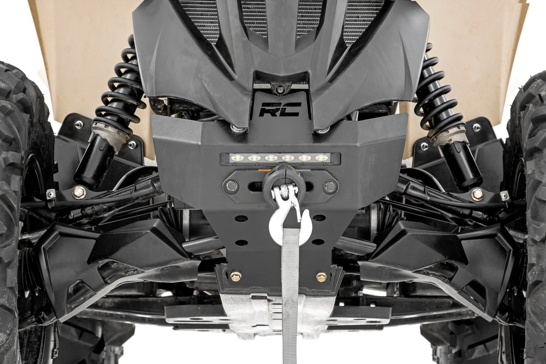 Rough Country Winch Bumper | 4500-Lb Winch | Black Series LED | 6" Light | Can-Am Renegade (13-21)