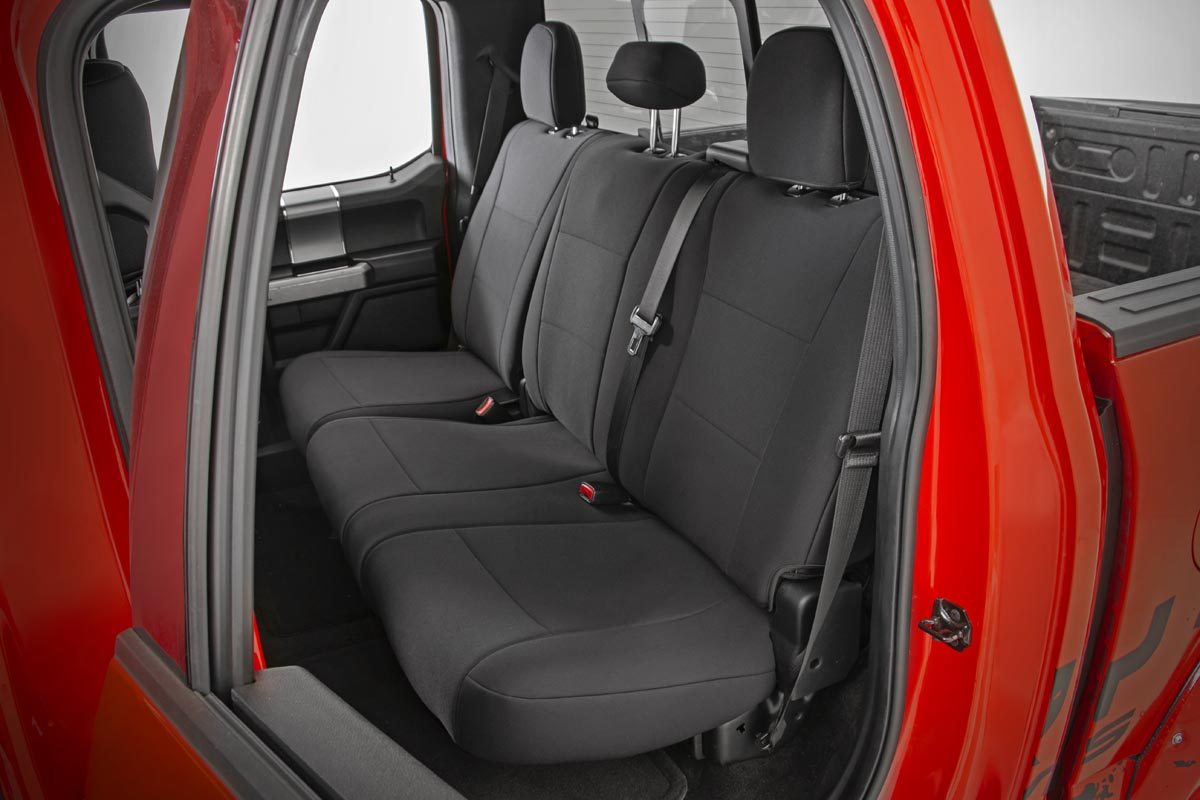 Rough Country Seat Covers | FR Bucket and RR Bench | Ford F-150 (15-23)/Super Duty (17-23)