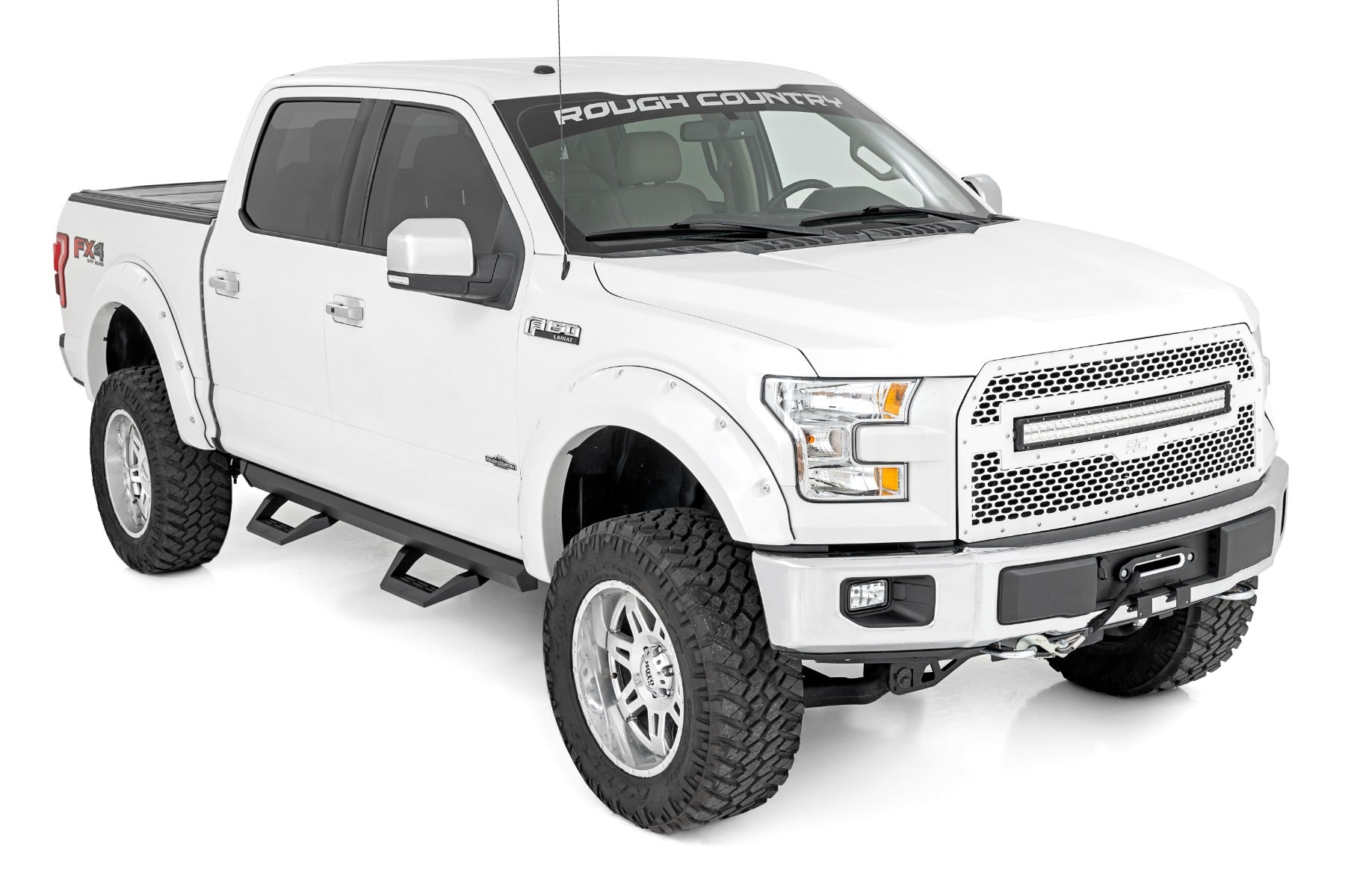 Rough Country SRX2 Adj Aluminum Step | Crew Cab | Ford F-150/F-150 Lightning/Super Duty (15-23)