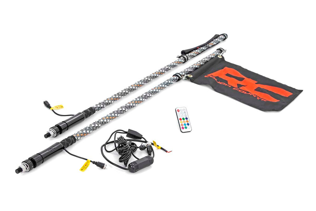 Rough Country Multi-Color LED | Whip | 4' Long | Pair