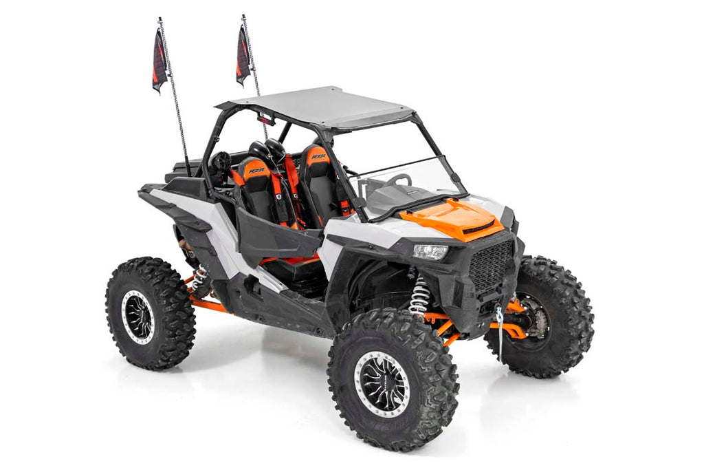 Rough Country Whip Mount | Cage | 4' Multl-Color LED Whip Pair | Polaris RZR 1000XP (14-17)