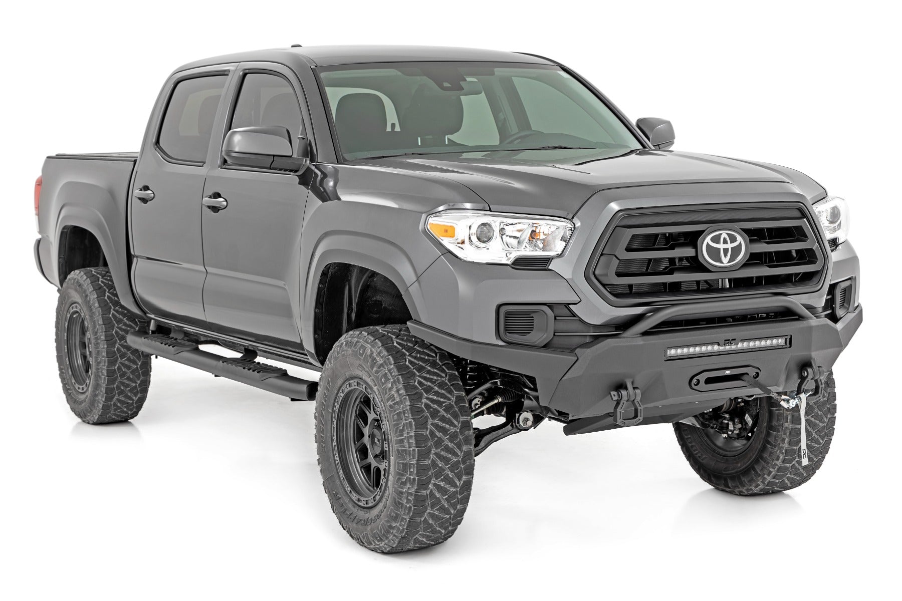 Rough Country Oval Nerf Step | Double Cab | Black | Toyota Tacoma 2WD/4WD (05-23)
